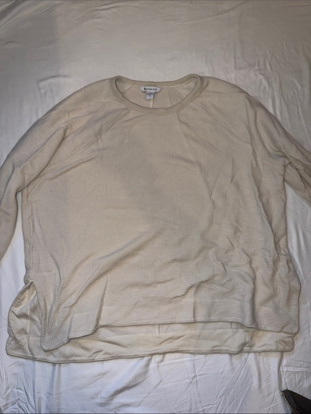 Athleta Cream Women's Waffle-Knit Crewneck Sweater